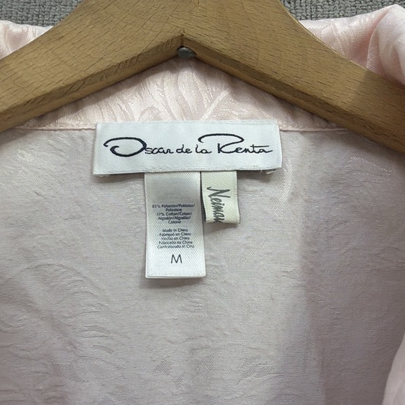 Oscar de la Renta Pink Satin Pajama Set Vintage 90s Jacquard Medium - Picture 6 of 13